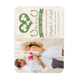 Herz und Kleeblatt Lucky Horseshoe Save the Date Magnet