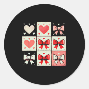Herz und Knäuel Tic-toe - Playful Valentine Gi Runder Aufkleber
