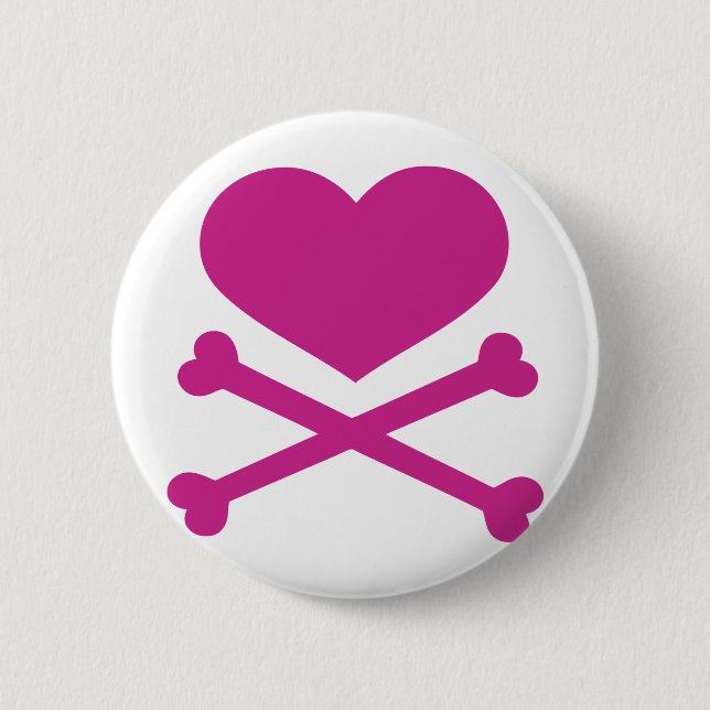 Herz und Knochen-Pink Button (Vorderseite)