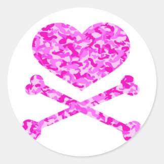 Herz und Kreuz städtische Camouflage rosa Runder Aufkleber