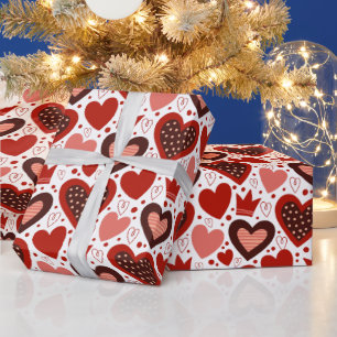Herz- und Kronenmuster Geschenkpapier