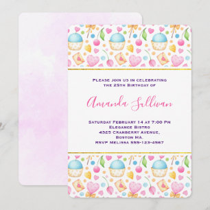 Herz und Liebe Deluxe Wasserfarben Muster Einladung