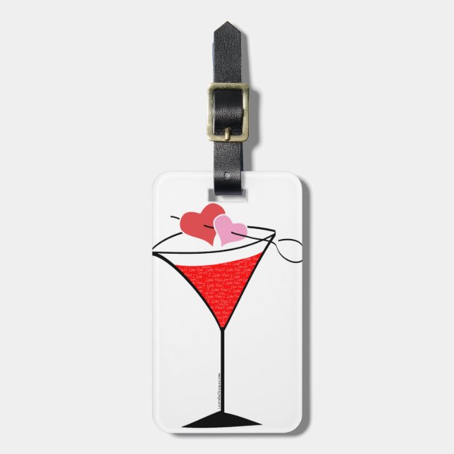 Herz und Liebe Martini Gepäckanhänger (Vorderseite vertikal)