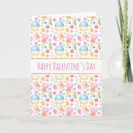 Herz und Liebe Wasserfarbenes Muster Valentins Karte