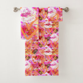 Herz und Lippen Badhandtuch Set