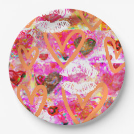 Herz und Lippen Pappteller