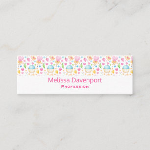 Herz und Muffins Deluxe Wasserfarben Muster Mini Visitenkarte