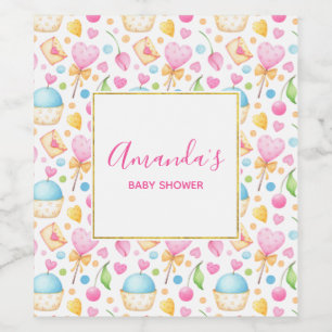 Herz und Muffins Deluxe Wasserfarben Muster Weinetikett