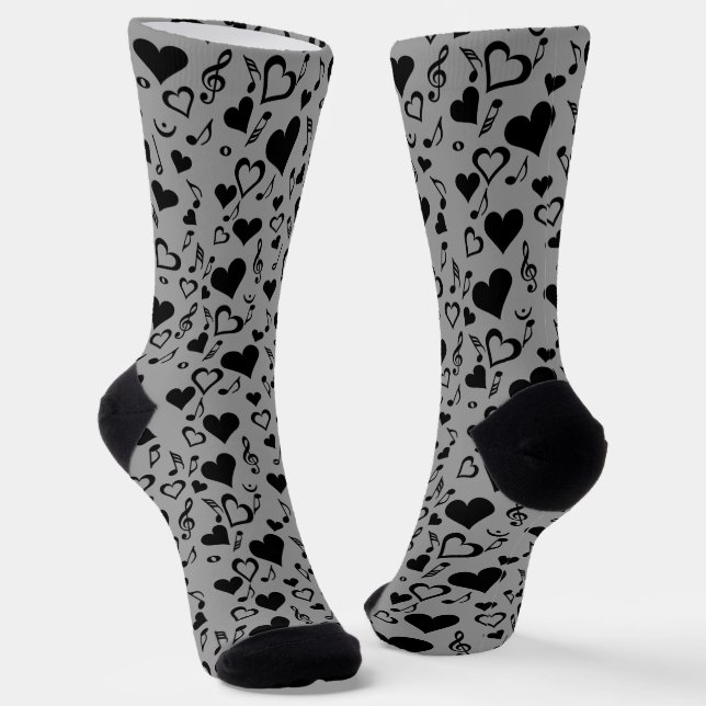 Herz und Musiknoten Socken (Gewinkelt)