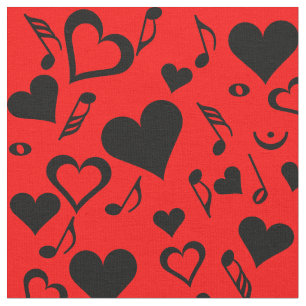 Herz und Musiknoten Stoff
