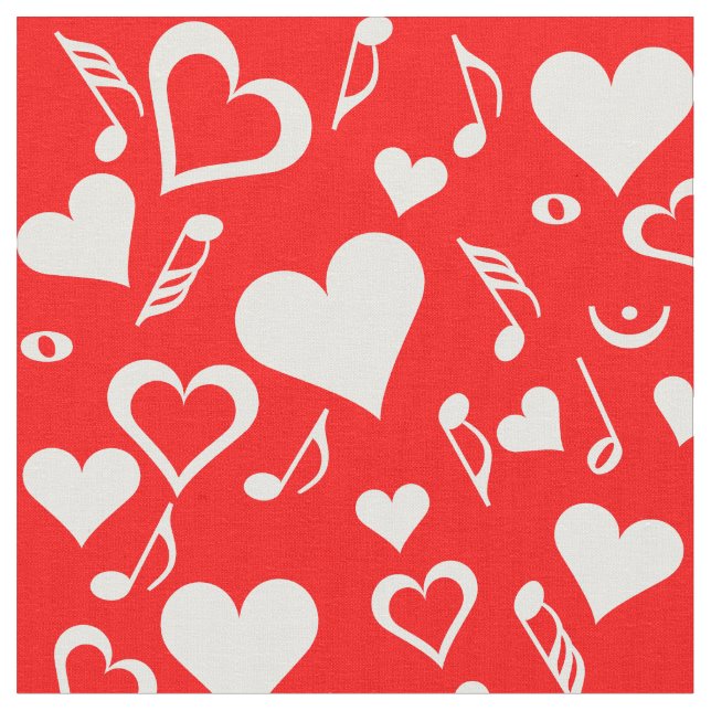 Herz und Musiknoten Stoff (Nahaufnahme)