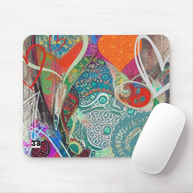 Herz und Paisley Mouse Pad Mousepad (Mit Mouse)