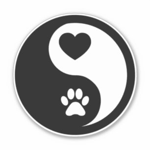 Herz und Paw Yin Yang Sticker Decal