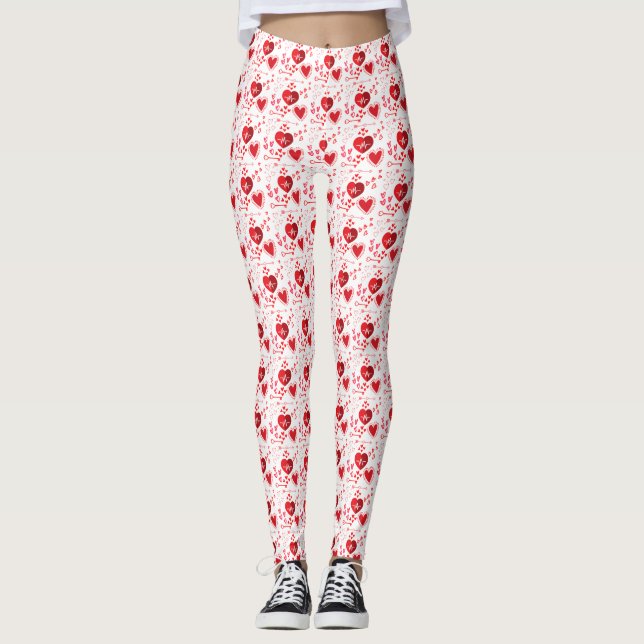 Herz und Pfeil der roten Liebe Leggings (Vorderseite)