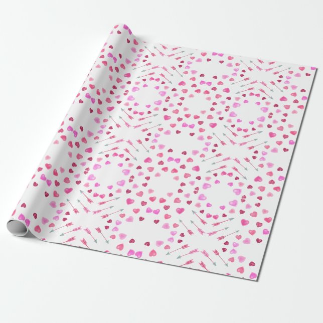Herz und Pfeile Valentinstag Wrapping Paper Geschenkpapier (Ungerollt)