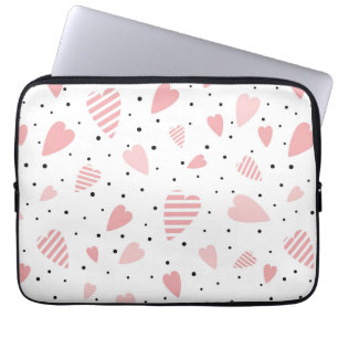 Herz und Polka-Punkte Laptopschutzhülle