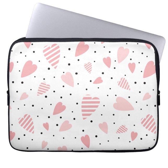 Herz und Polka-Punkte Laptopschutzhülle (Vorderseite)