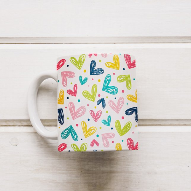 Herz und Punkte im Doodle-Stil Kaffeetasse (Von Creator hochgeladen)