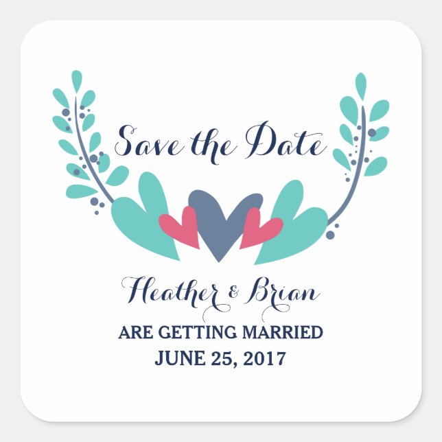 Herz und Reben Save the Date Aufkleber (Vorderseite)