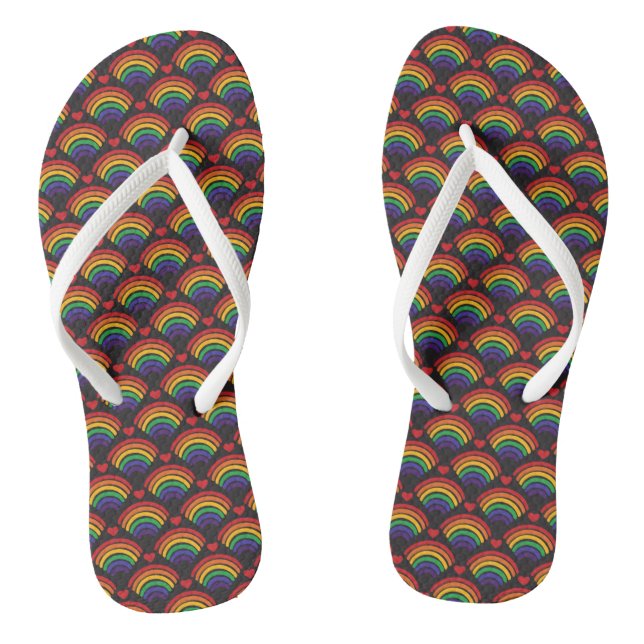 Herz- und Regenbogenmuster Flip Flops (Fußbett)
