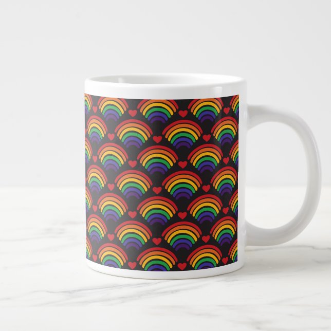 Herz- und Regenbogenmuster Jumbo-Tasse (Rechts)