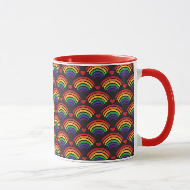 Herz- und Regenbogenmuster Tasse (Rechts)