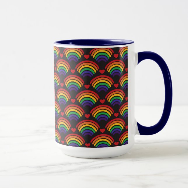 Herz- und Regenbogenmuster Tasse (Rechts)