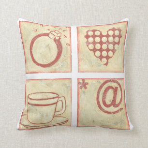 Herz und Ring Woodblock Zeichnungen Kissen