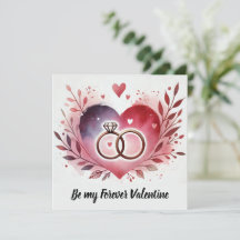 Herz und Ringe mit Blumenkranz - Sei mein ewig