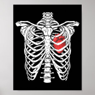 Herz-und Rippenpfleger Lustiges Skelett Halloween Poster