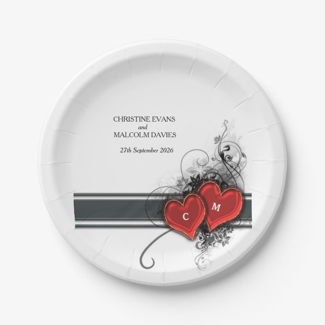 Herz und Rollen Pappteller (Vorderseite)