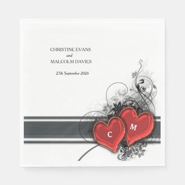 Herz und Rollen Serviette (Vorderseite)