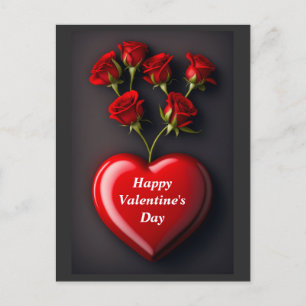 Herz und Rose am Valentinstag Feiertagspostkarte