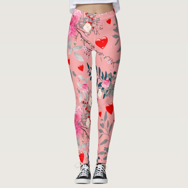 Herz und Rose Leggings (Vorderseite)