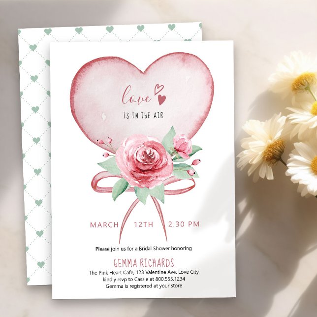 Herz und Rose Liebe ist in der Luft Brautparty I Einladung (Love is in the Air Bridal Shower Invitation - order printed or as printable instant download)
