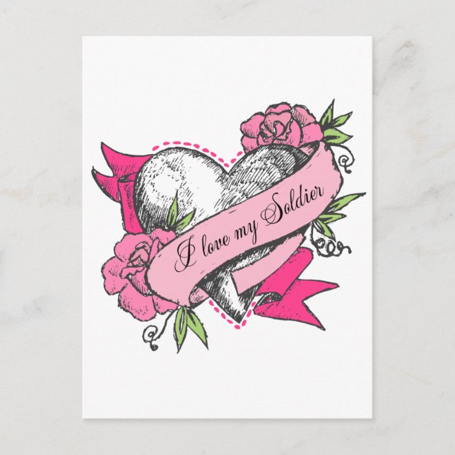 Herz und Rose Postkarte (Vorderseite)