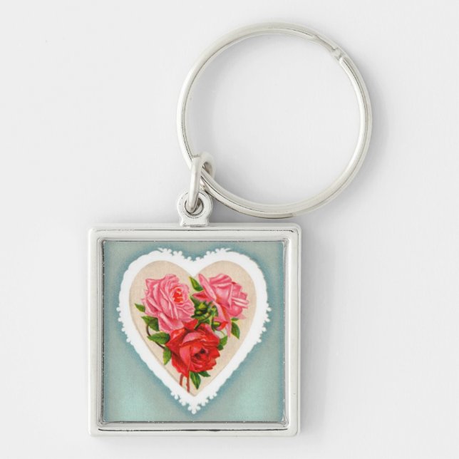 Herz und Rose Schlüsselanhänger (Vorne)