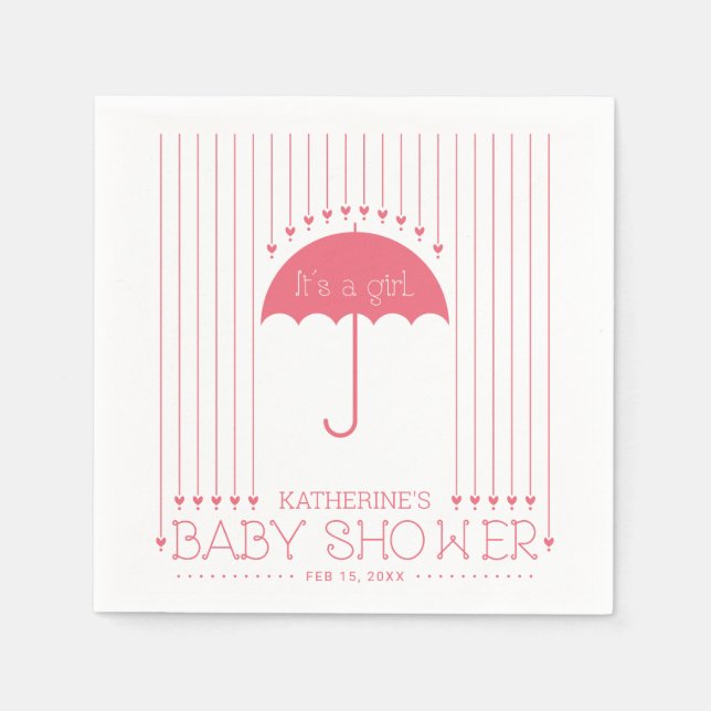 Herz und Schirm | Girl Baby Shooting Paper Napkin Serviette (Vorderseite)