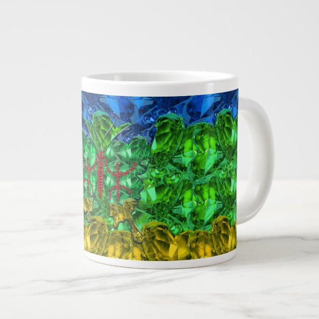 Herz und Schmetterling im Hintergrund der Amazigh- Jumbo-Tasse (Vorderseite Rechts)