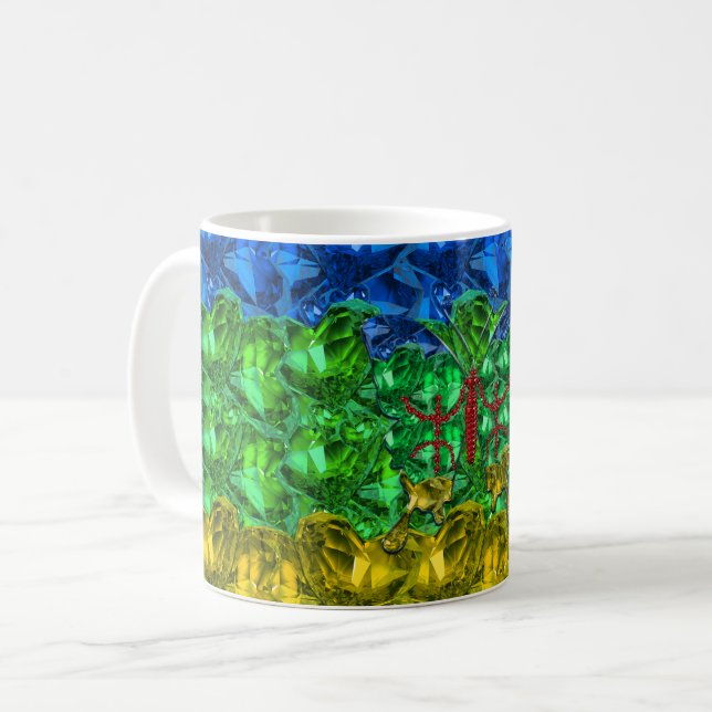 Herz und Schmetterling im Hintergrund der Amazigh- Kaffeetasse (Vorderseite Links)