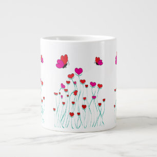 Herz und Schmetterlinge Valentinische Liebe Jumbo-Tasse