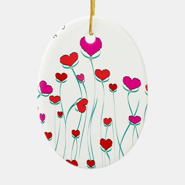 Herz und Schmetterlinge Valentinische Liebe Keramikornament (Vorne)