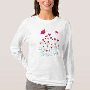 Herz und Schmetterlinge Valentinische Liebe T-Shirt