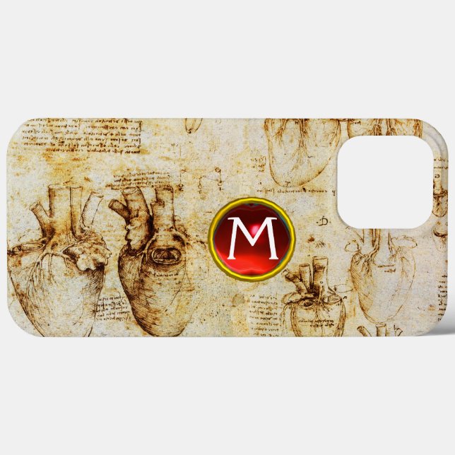 Herz und seine Blutgefäße Pergament Gem Monogramm Case-Mate iPhone Hülle (Rückseite (Horizontal))