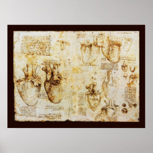 Herz und seine Blutgefäße, Sepia-Leinwand Poster