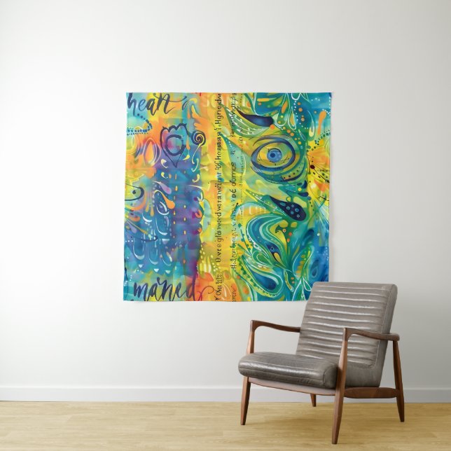 Herz und Soul: Abstrakt minimalistisch Wandteppich (Beispiel)