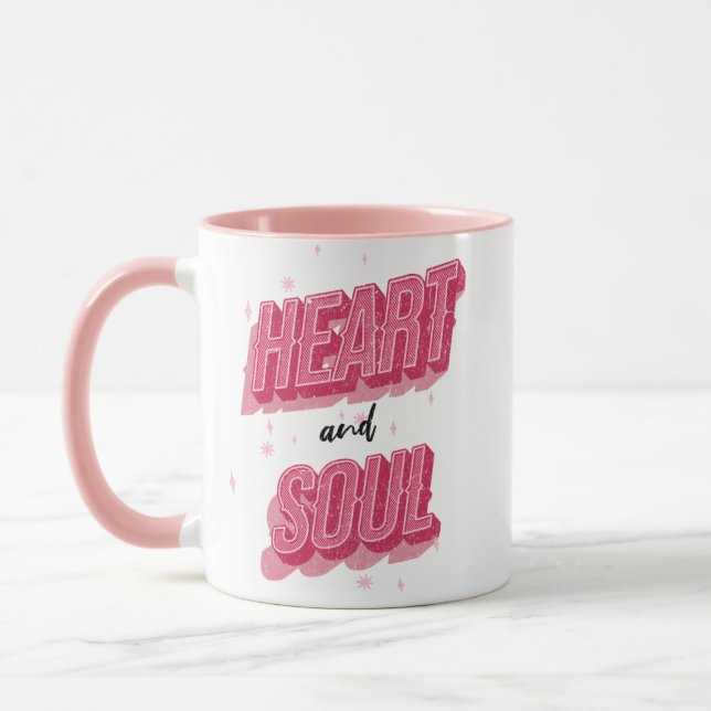 Herz und Soul Rosa Text Kunst Custom Foto Tasse (Links)