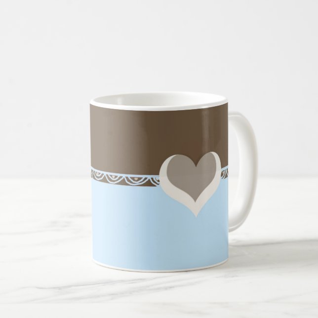 Herz- und Spitzen-Design Kaffeetasse (VorderseiteRechts)