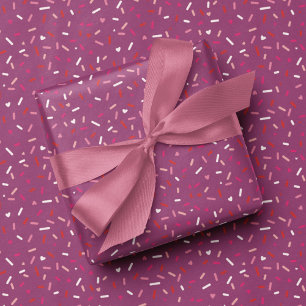 Herz und Sprinklen lila rosa Valentin Geschenkpapier