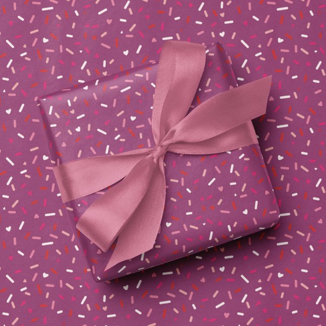 Herz und Sprinklen lila rosa Valentin Geschenkpapier (Von Creator hochgeladen)